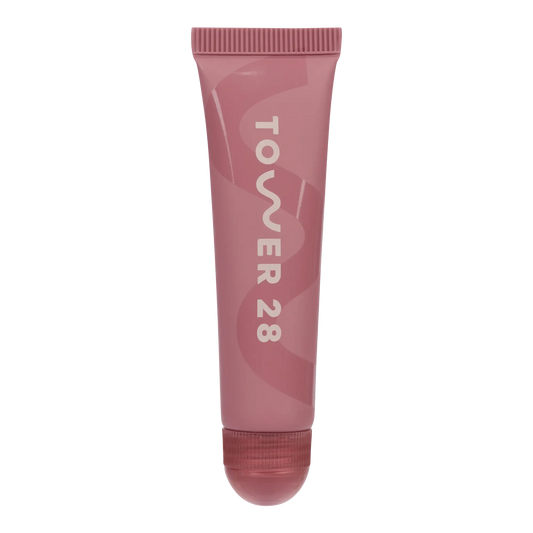 The Tower 28 Beauty LipSoftie® Lip Treatment in the shade Sugar Plum. [Sugar Plum]