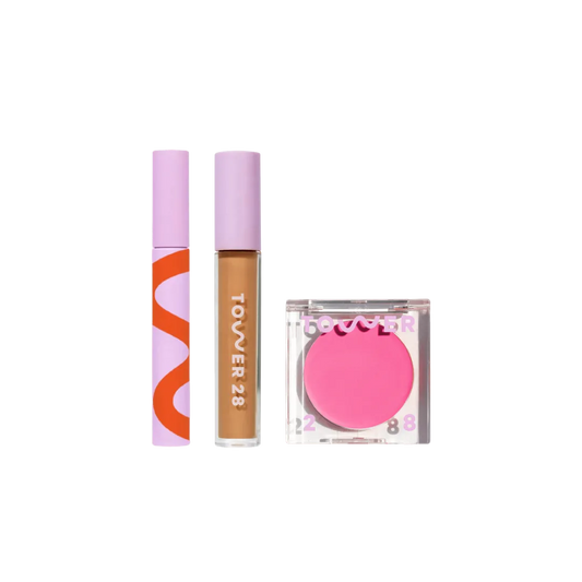 Go To Set [Shared Tower 28 Beauty's Go To Set which features MakeWaves™ Mascara, Swipe Serum Concealer, and BeachPlease Cream Blush]